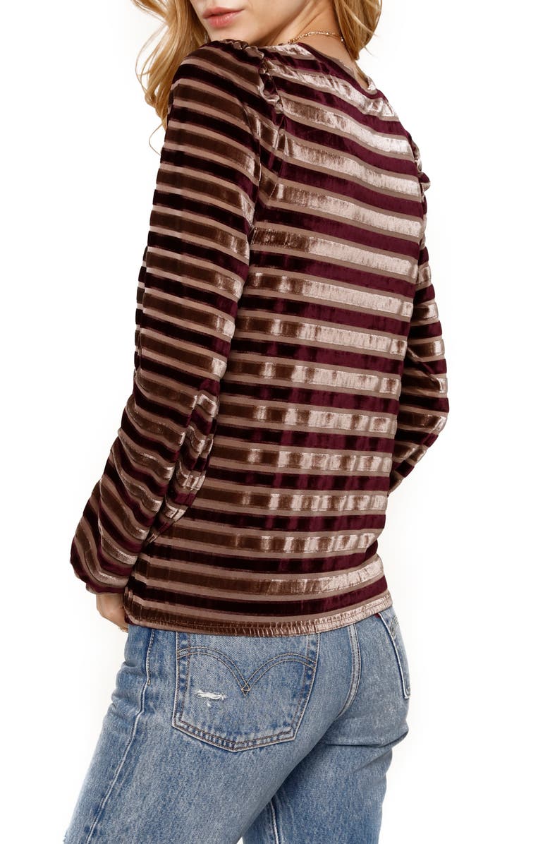 Heartloom Allie Metallic Velvet Stripe Long Sleeve Top, Alternate, color, 
