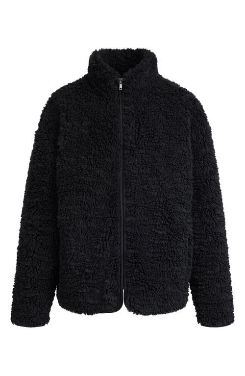 Skims Faux Fur Oversize Mock Neck Jacket In Black