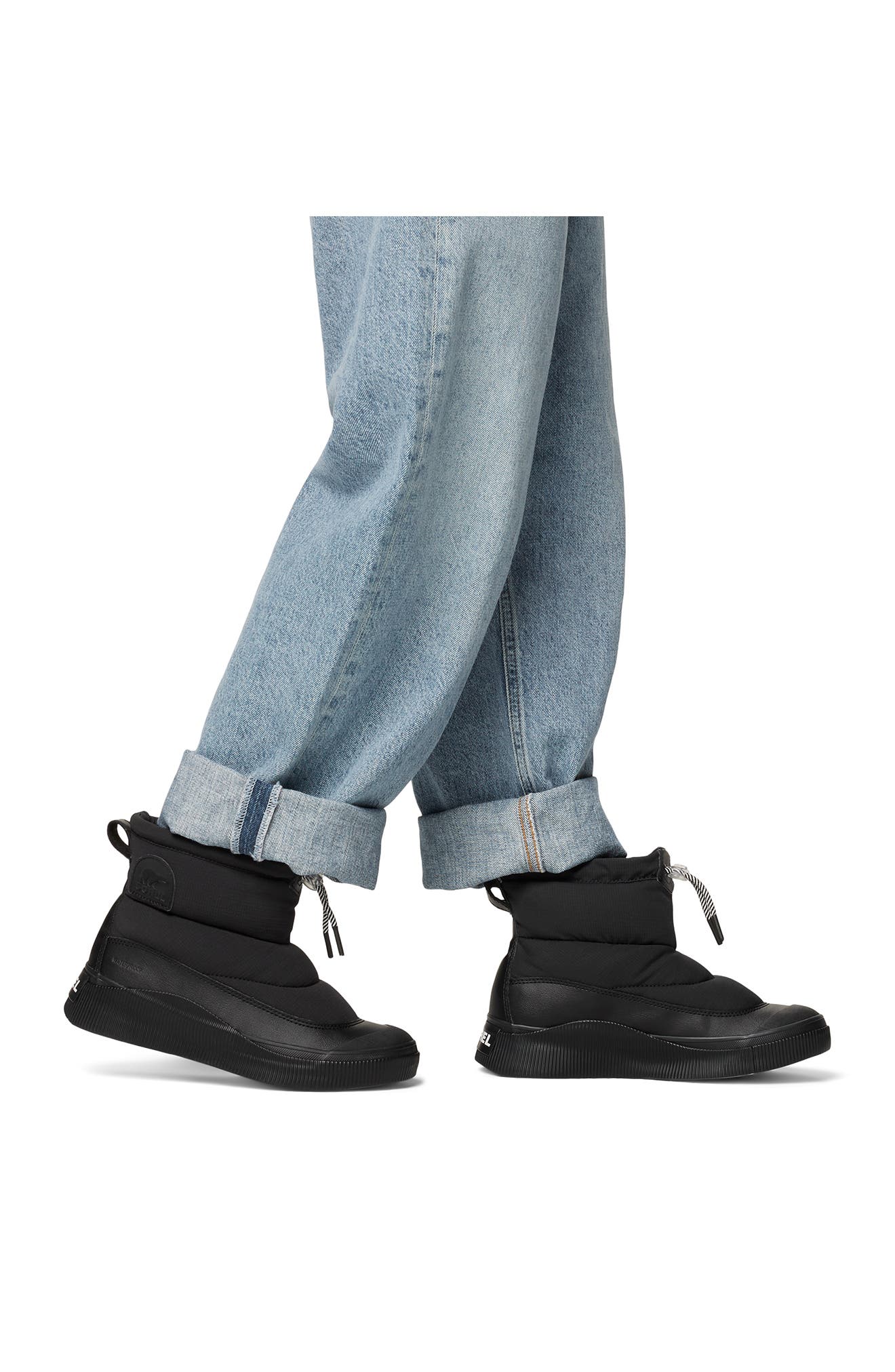 SOREL Out N About IV Puffy Lace-Up Waterproof Boot, Alternate, color, Black/ Chalk