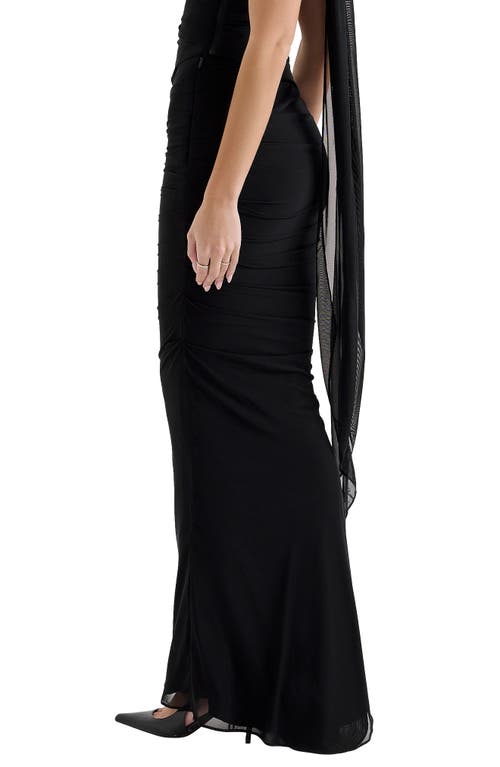 Shop House Of Cb Cassidy Mesh & Tulle Maxi Skirt In Black