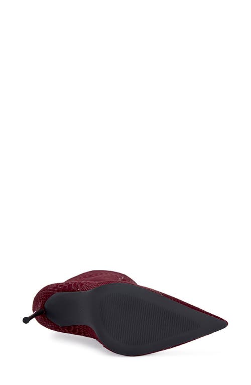 Azalea Wang Calean Snakeskin Embossed Bootie In Burgundy