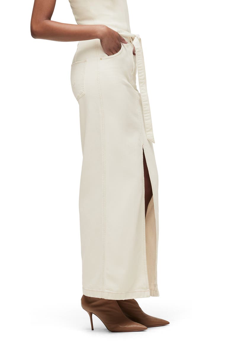 Tie Waist Denim Maxi Skirt, Alternate, color, ECRU