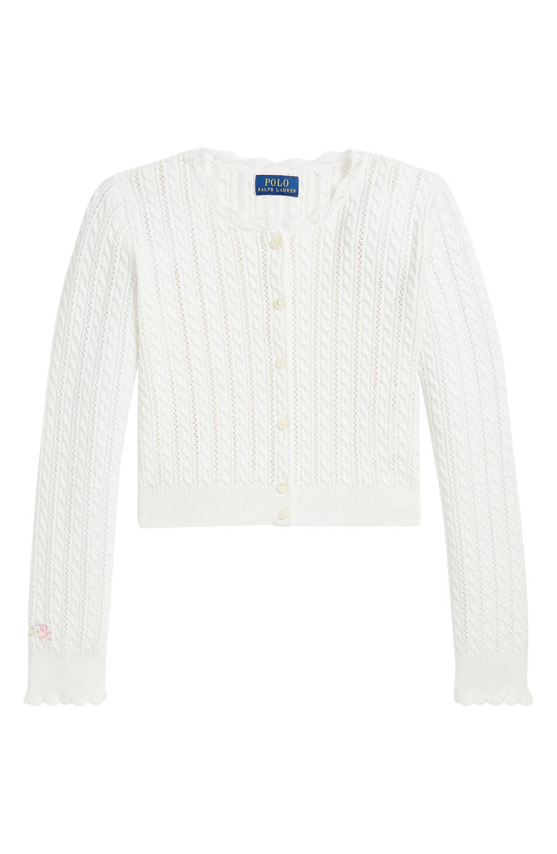 Polo Ralph Lauren Kids' Cable & Open Stitch Cotton Cardigan, Main, color, 