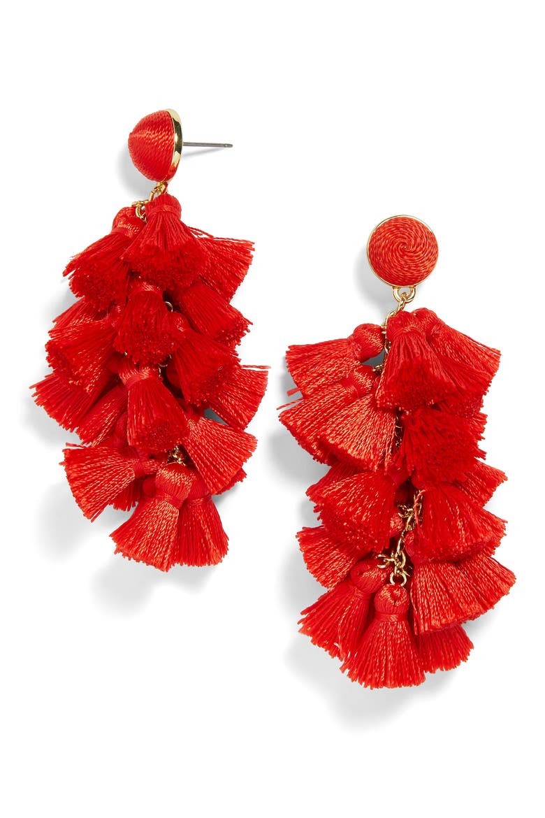 Contessa Tassel Earrings, Main, color, RED