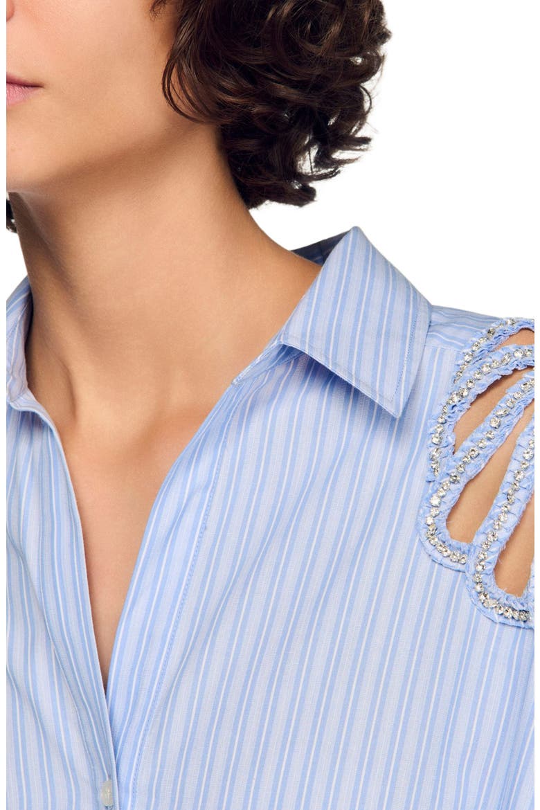 Short striped cotton dress, Alternate, color, Sky blue