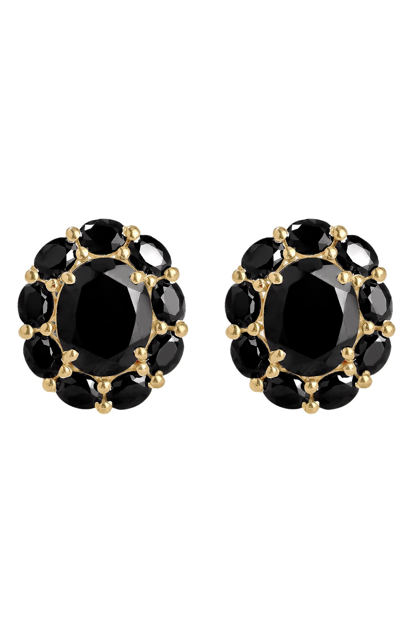 Black Onyx Gold Plated Stud Earrings