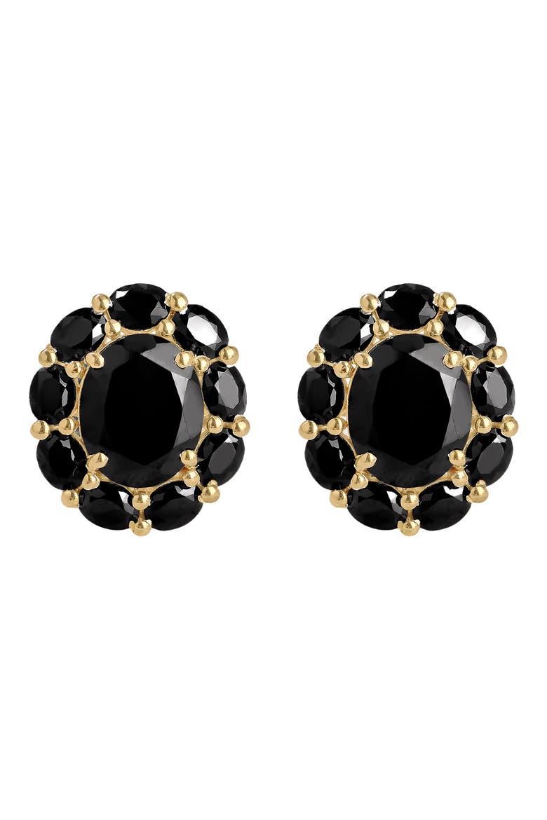 Black Onyx Gold Plated Stud Earrings, Main, color, BLACK