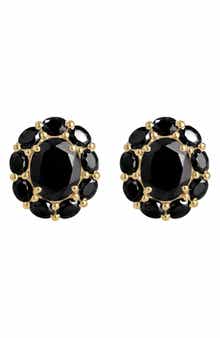 Black Onyx Gold Plated Stud Earrings