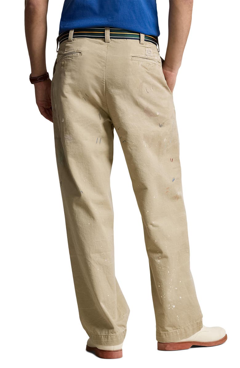 Polo Ralph Lauren Paint Spatter Cotton Twill Khaki Pants, Alternate, color, Montaukett