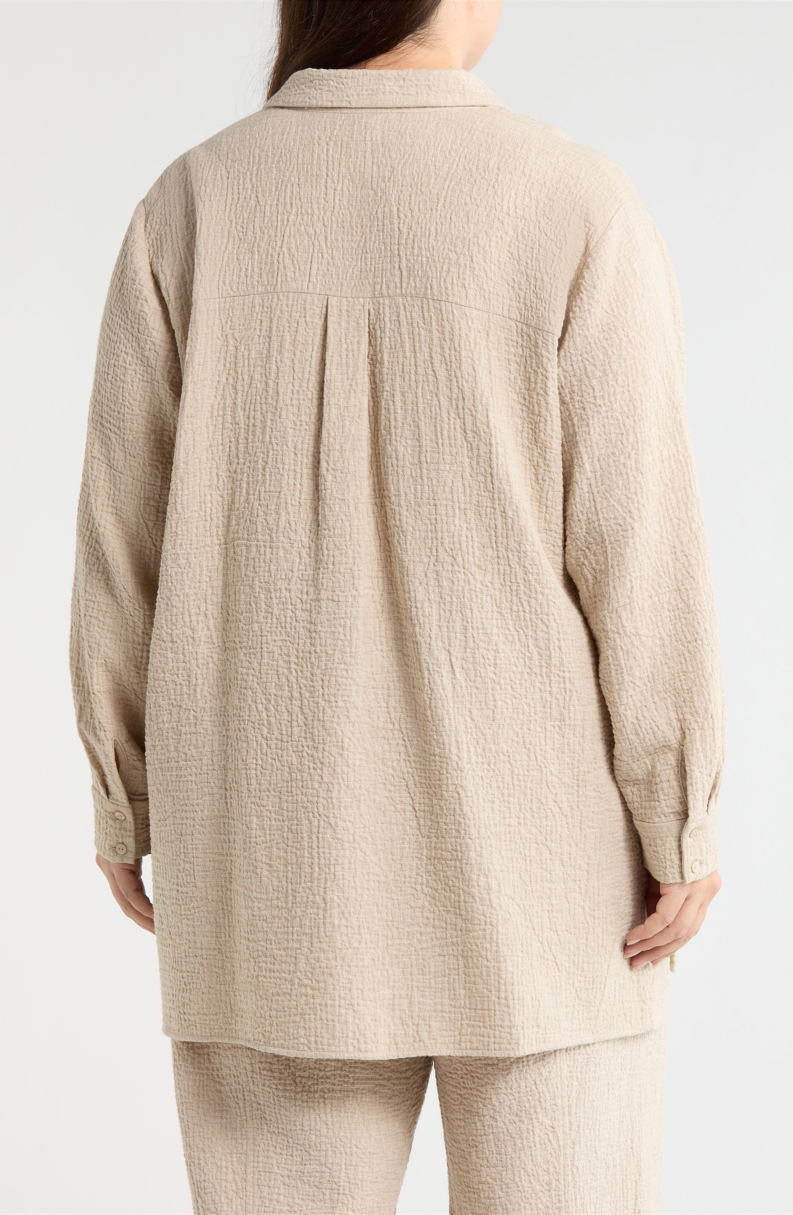 Long Crinkle Button-Up Top - image 2