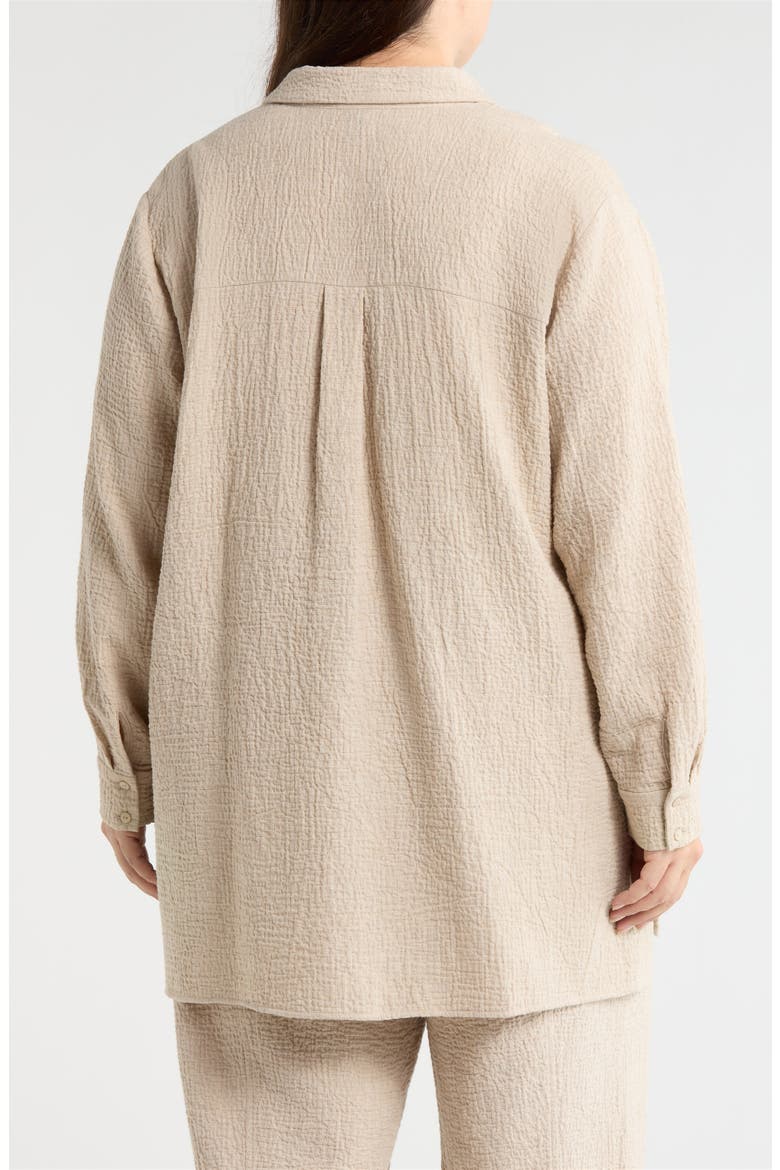 Long Crinkle Button-Up Top, Alternate, color, DOVE