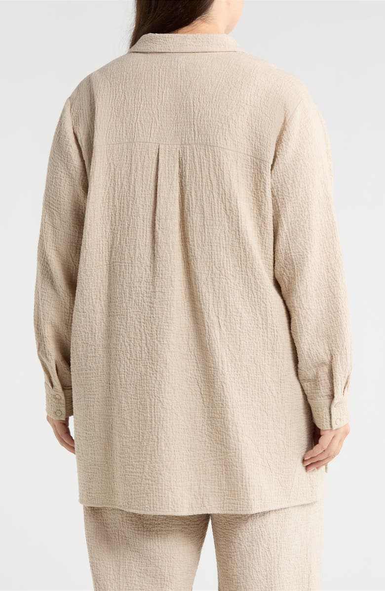Eileen Fisher Long Crinkle Button-Up Top, Alternate, color, Dove