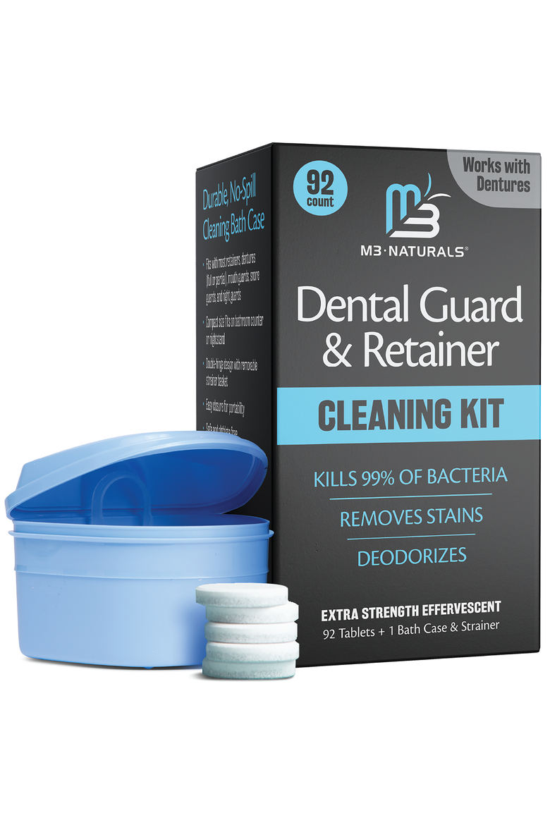 Retainer Cleaner Tablets & Denture Bath Case Set, 92 Count, Main, color, No Colour