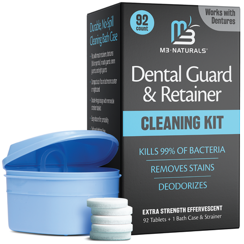 Retainer Cleaner Tablets & Denture Bath Case Set, 92 Count