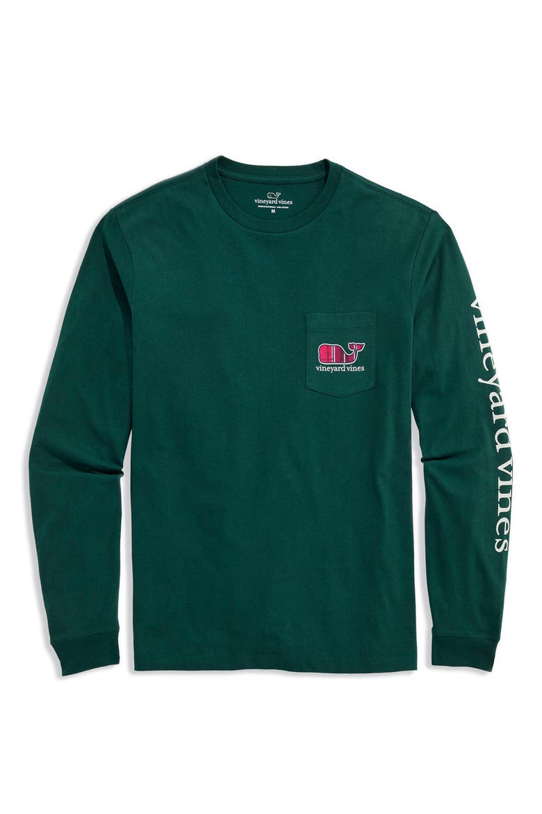 Plaid Holiday Whale Long Sleeve Graphic Tee, Main, color, CHARLESTON GREEN