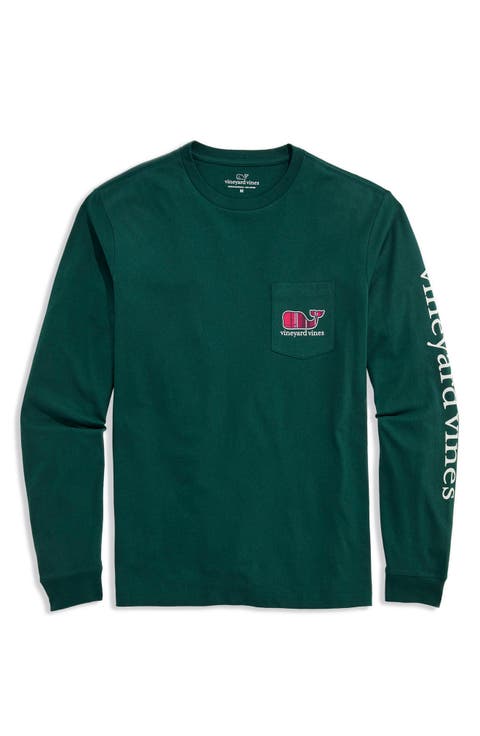 Plaid Holiday Whale Long Sleeve Graphic Tee