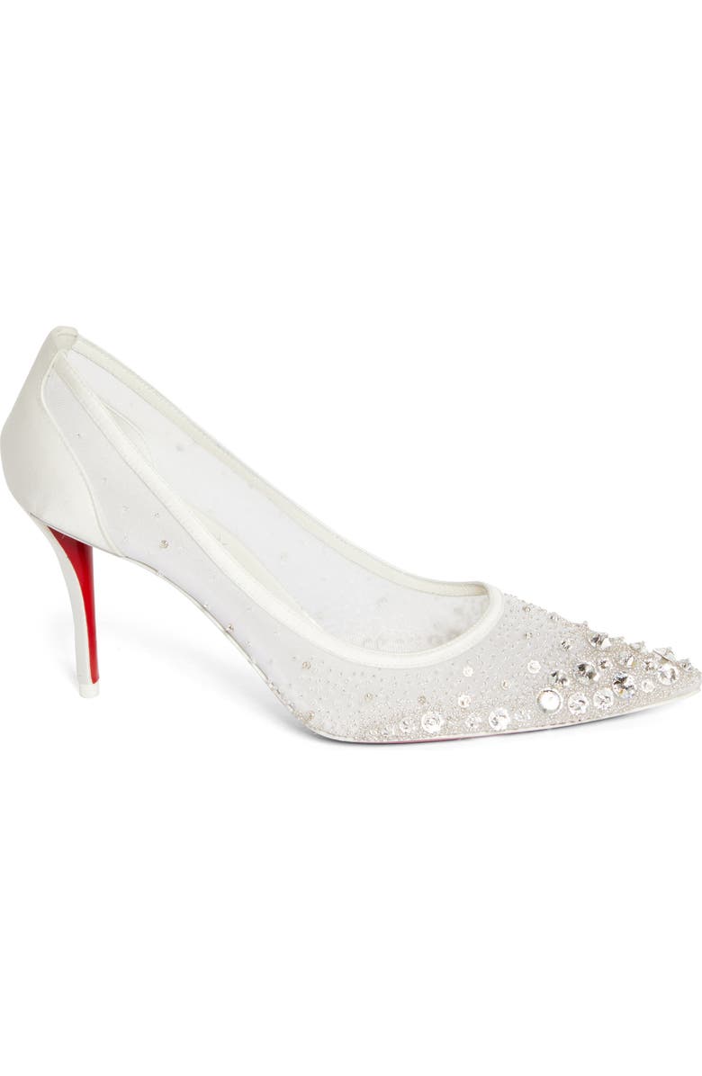 Christian Louboutin Miss Z Crystal Beaded Mesh Pump, Alternate, color, Version Ivory