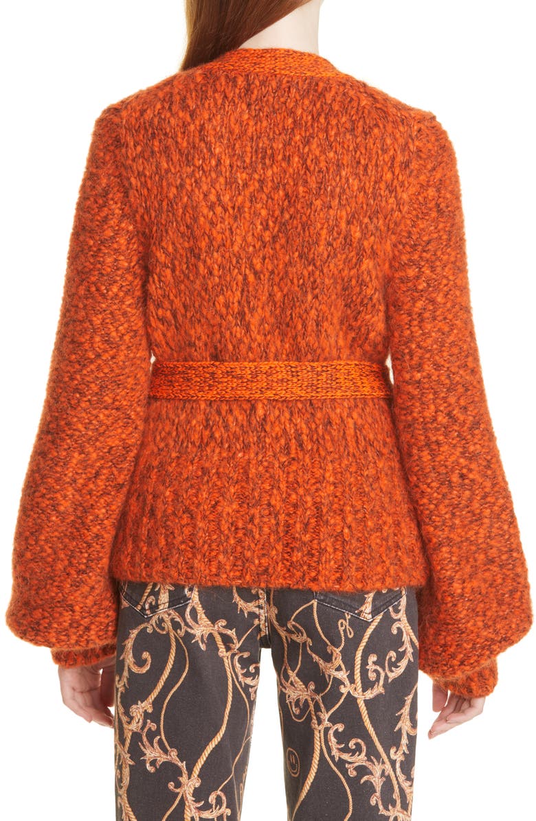 Ganni Chunky Mouline Alpaca & Mohair Belted Cardigan, Alternate, color, 