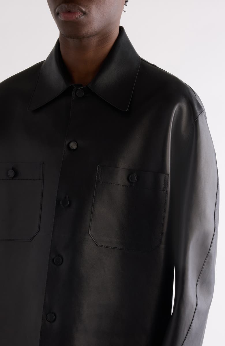 Givenchy Leather Overshirt, Alternate, color, Black