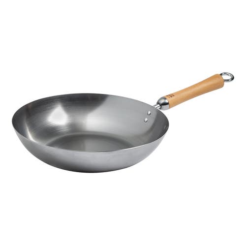 Joyce Chen Uncoated Carbon Steel Stir Fry Pan With Birch Handle, 12-inch In Silver