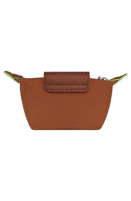 Longchamp Le Pliage Green Recycled Canvas Coin Purse In Brown