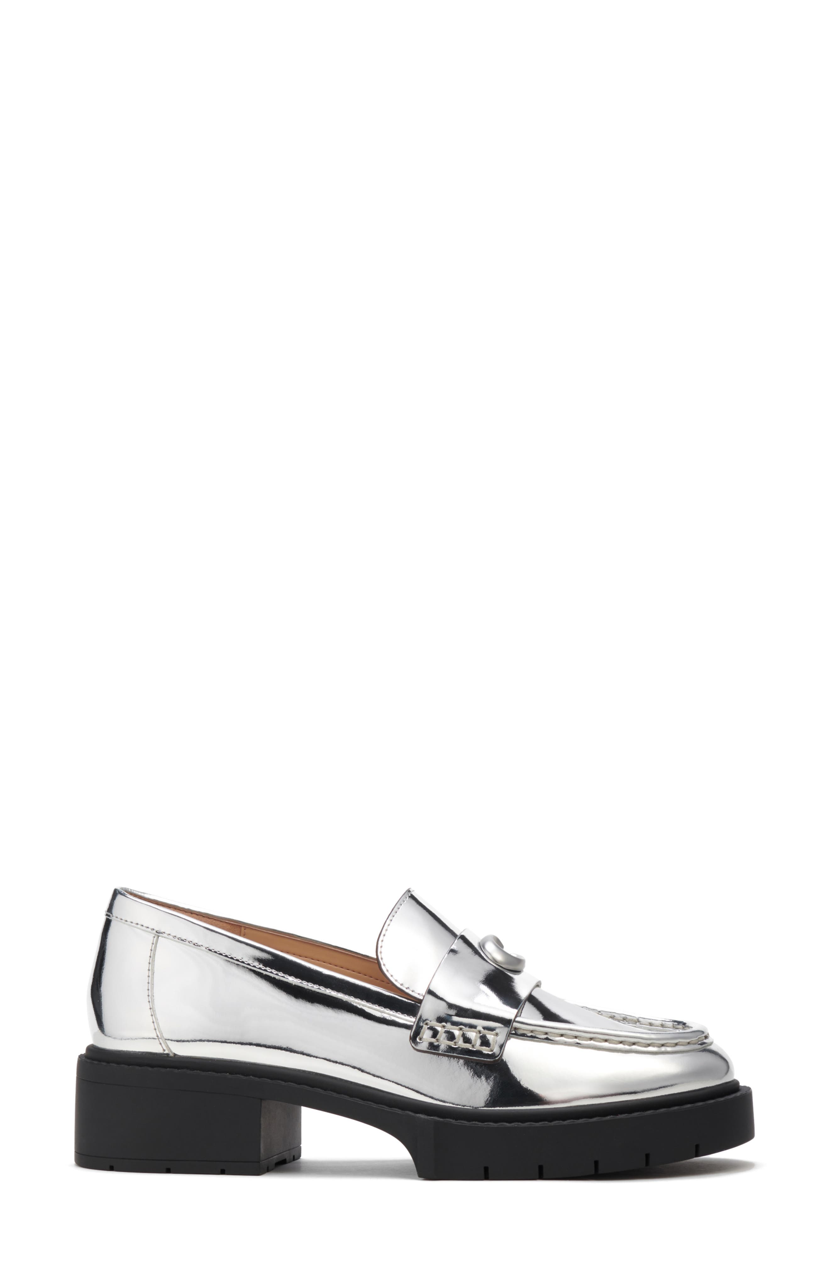 Leah Metallic Platform Loafer, Alternate, color, SILVER