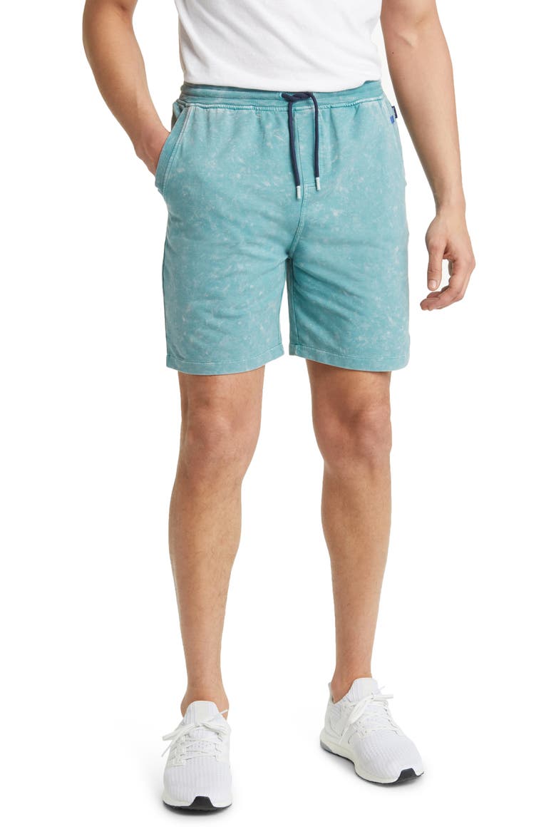 Acid Wash Fleece Drawstring Shorts, Main, color, CORAL BLUE