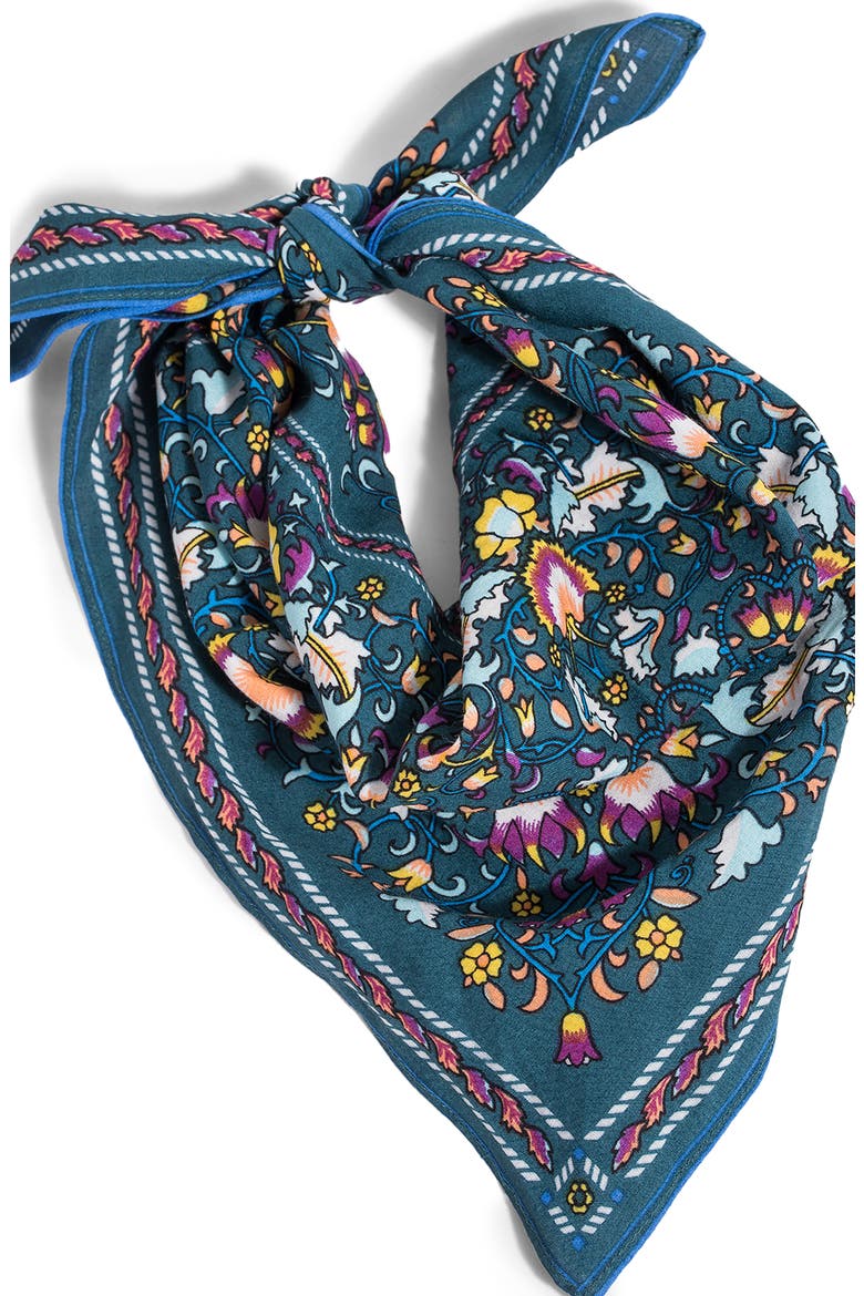 Paisley Floral Bandana, Main, color, TEAL