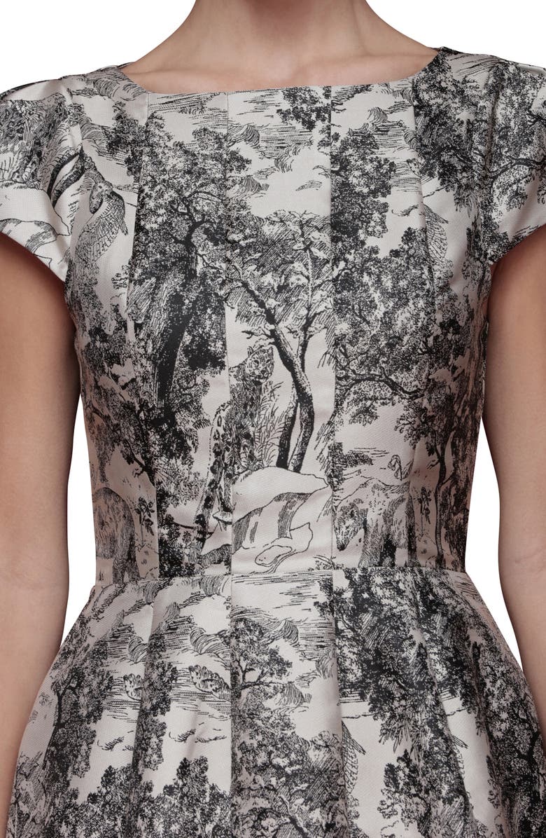 Avec Les Filles Toile Fit & Flare Minidress, Alternate, color, Black And Grey Toile