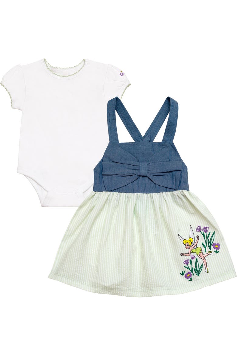 Peter Pan Tinker Bell 2-Piece Bodysuit and Jumper Dress Set, Main, color, Tinker Bell Mint Green