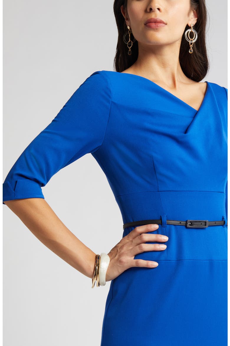 Jackie Belted Sheath Dress, Alternate, color, COBALT