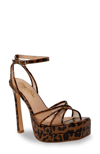 Chase & Chloe Chase And Chloe Talsa Platform Sandal In Leopard Patent