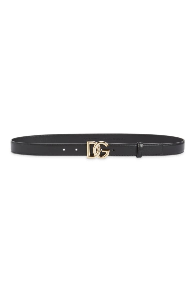 DG Logo Leather Belt, Main, color, NERO