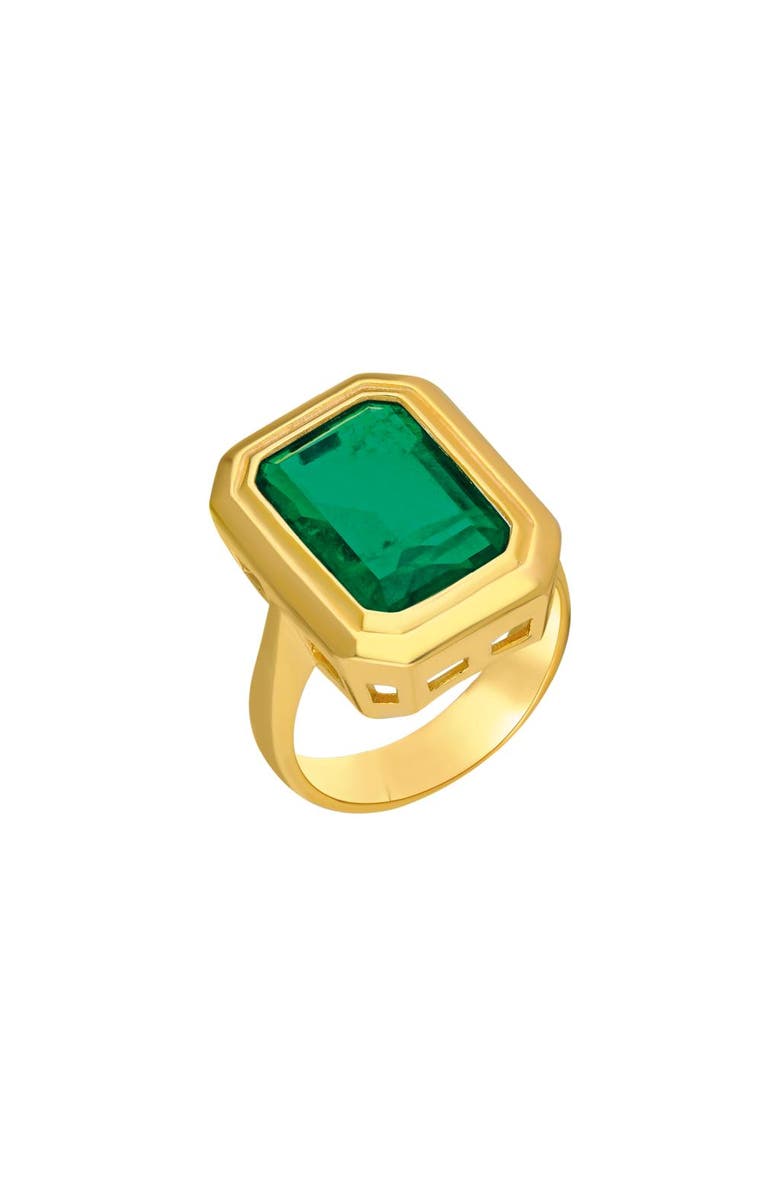Gemma Azzurro Gold Emerald Cocktail Ring, Main, color, Green