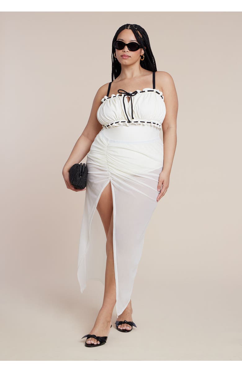 ELOQUII Ruched Bandeau One Piece, Alternate, color, Coconut Milk