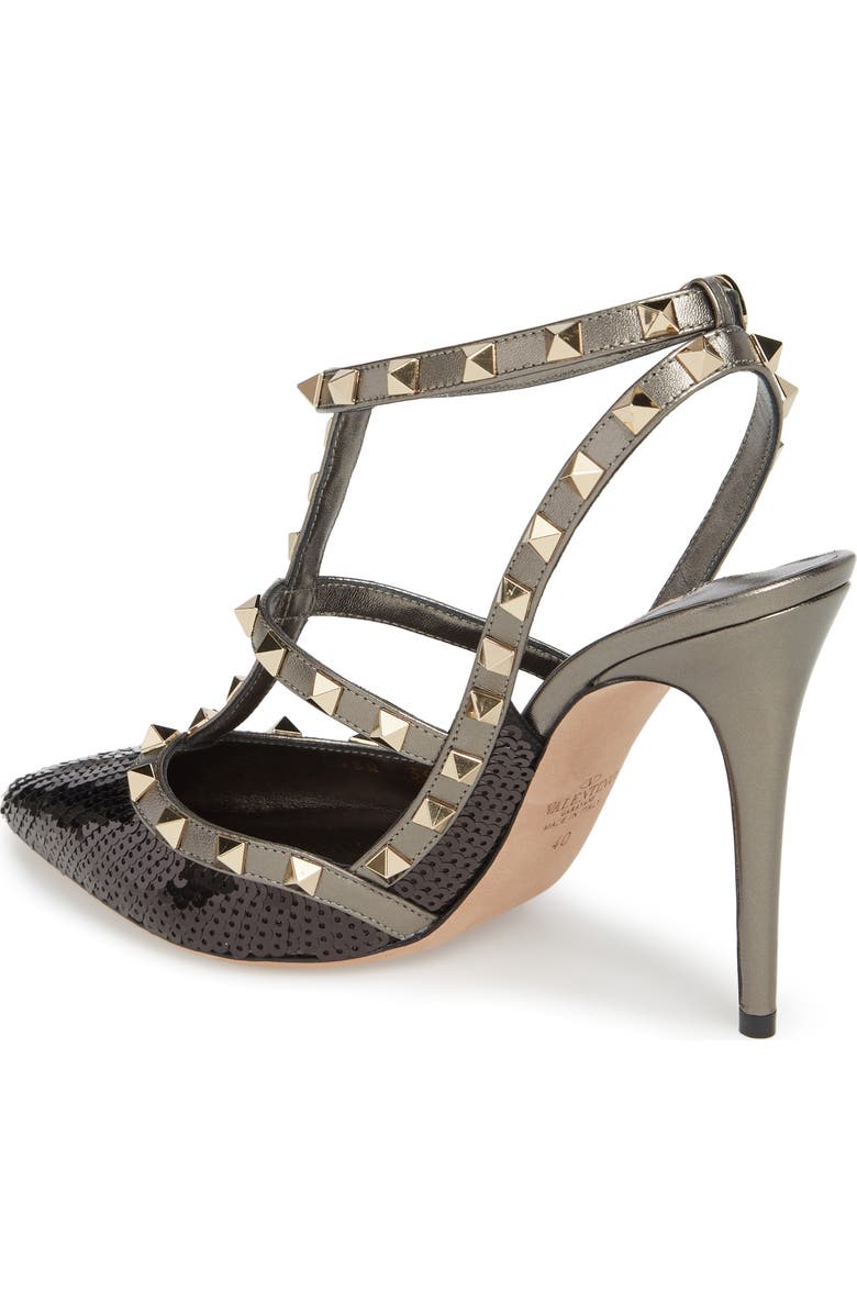 Valentino Garavani Rockstud Sequin T-Strap Pump, Alternate, color,