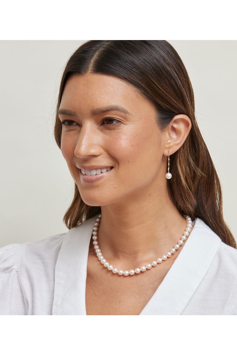 7.0-7.5mm Hanadama Akoya White Pearl Necklace, Alternate, color, White Gold Clasp
