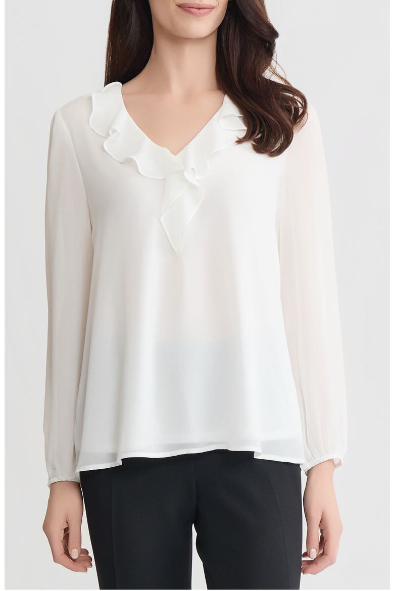 Ruffle Neck Top, Main, color, VANILLA ICE