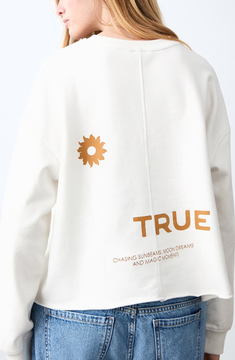 MANGO TEEN Raw Hem Cotton Graphic Sweatshirt, Alternate, color,