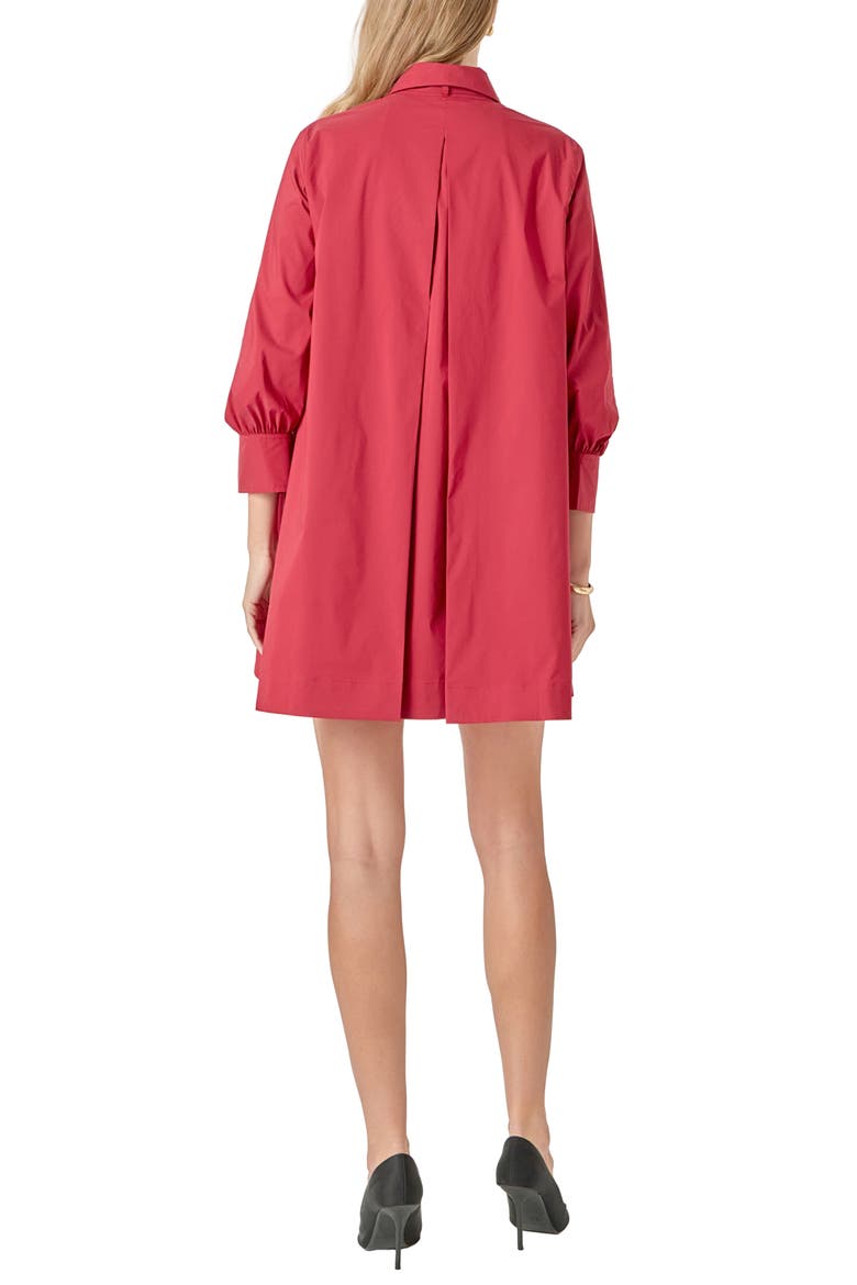 Bow Long Sleeve Shirtdress, Alternate, color, BURGUNDY