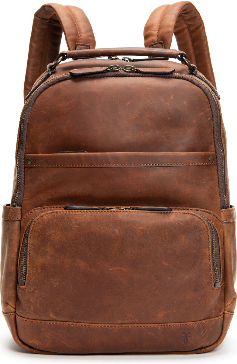 Frye 'Logan' Leather Backpack, Main, color, Cognac
