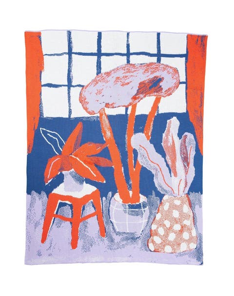 House Plants Knit Throw Blanket