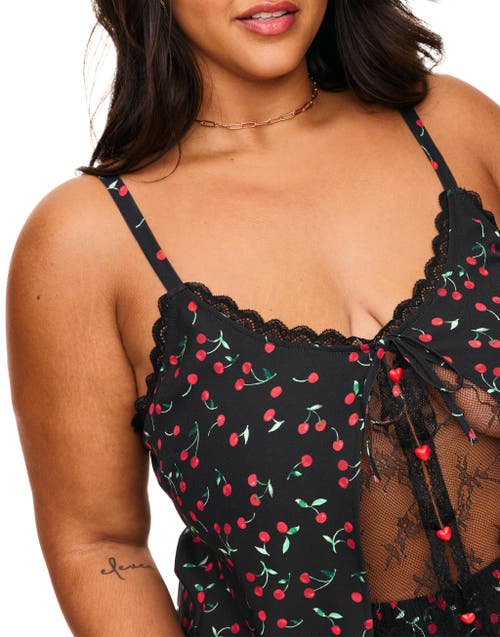 Adore Me Kiora Cami And Shorts Pajama Set In Novelty Black