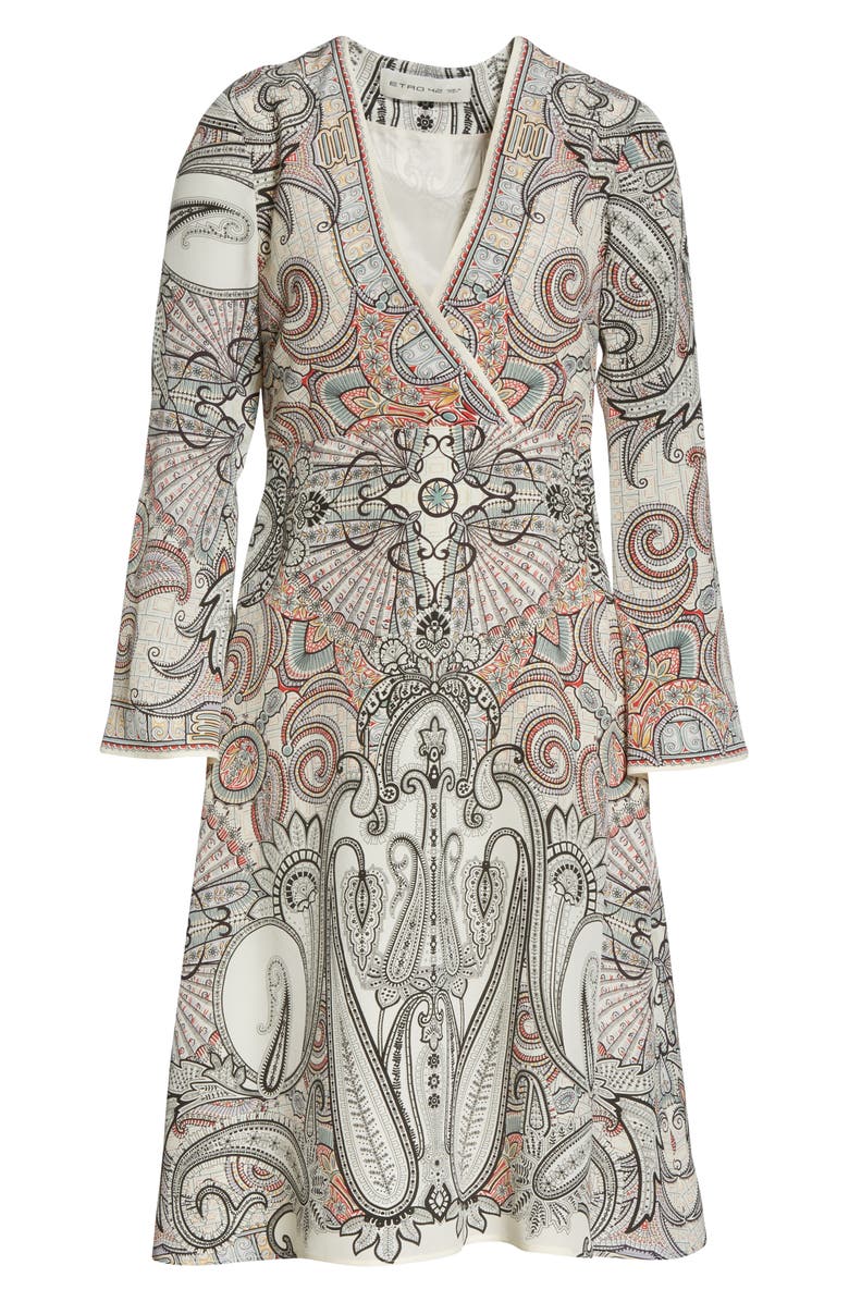 Etro Paisley Print Long Sleeve Silk Faux Wrap Dress, Alternate, color, 