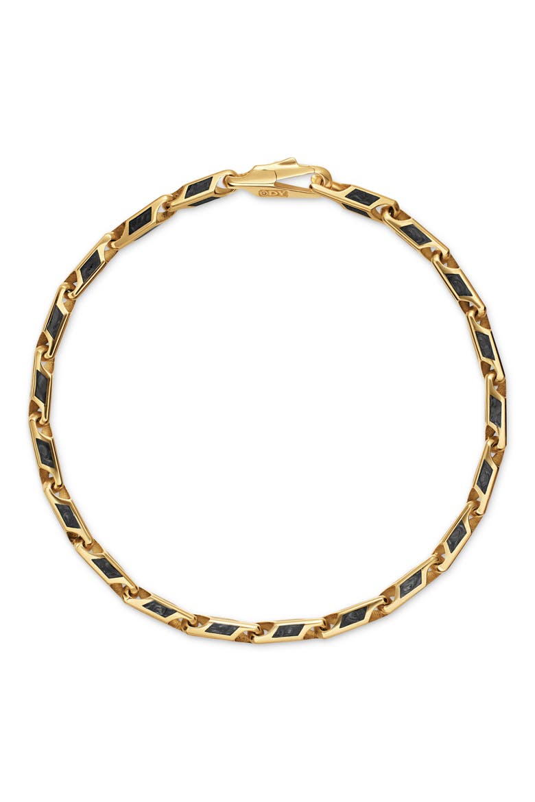 Men's Streamline® Faceted Chain Bracelet in 18K Yellow Gold with Forged Carbon, 4.3mm, Alternate, color, GOLD