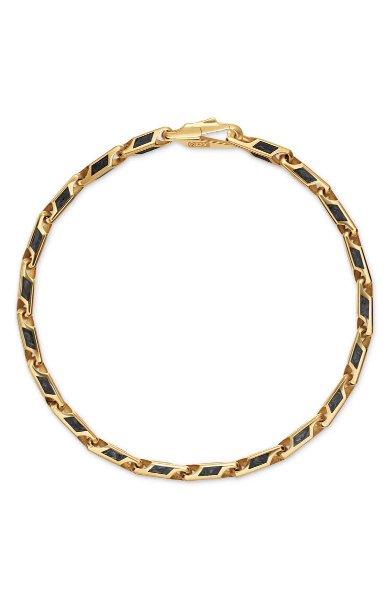 David Yurman Men's Streamline<sup>®</sup> Faceted Chain Bracelet in 18K Yellow Gold with Forged Carbon, 4.3mm, Alternate, color, Gold