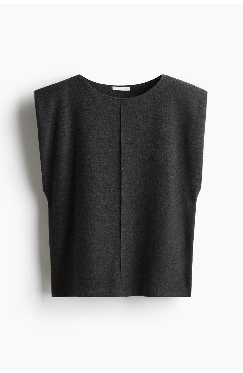 H&M Knitted Top, Main, color, Dark Gray Melange