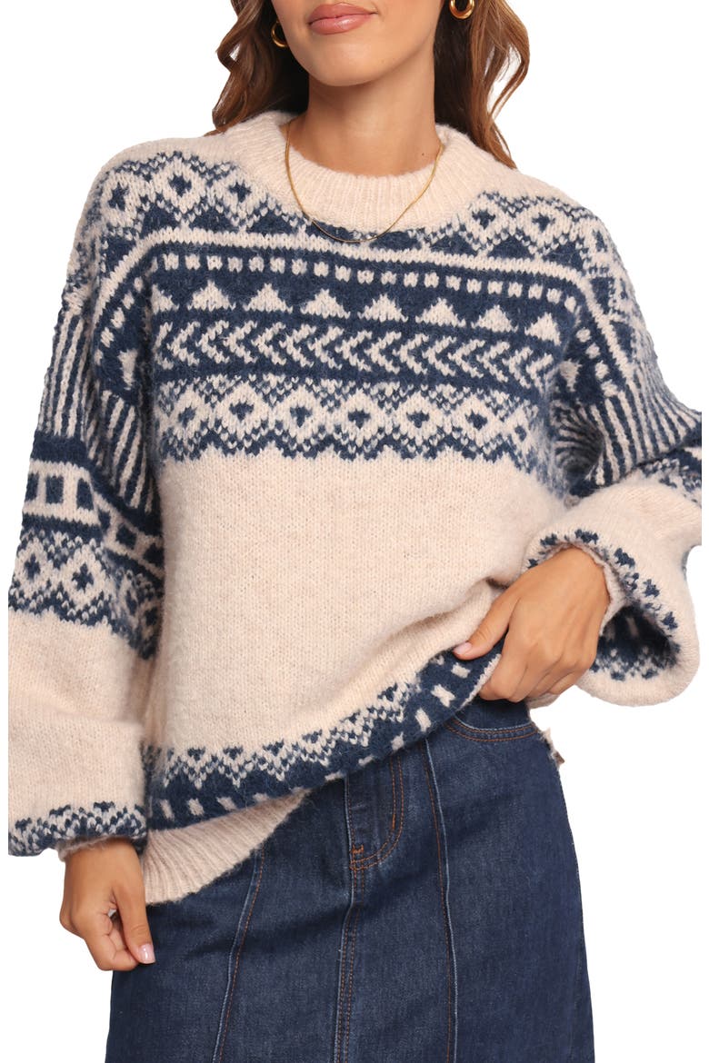 Lincoln Fair Isle Sweater, Alternate, color, NAVY