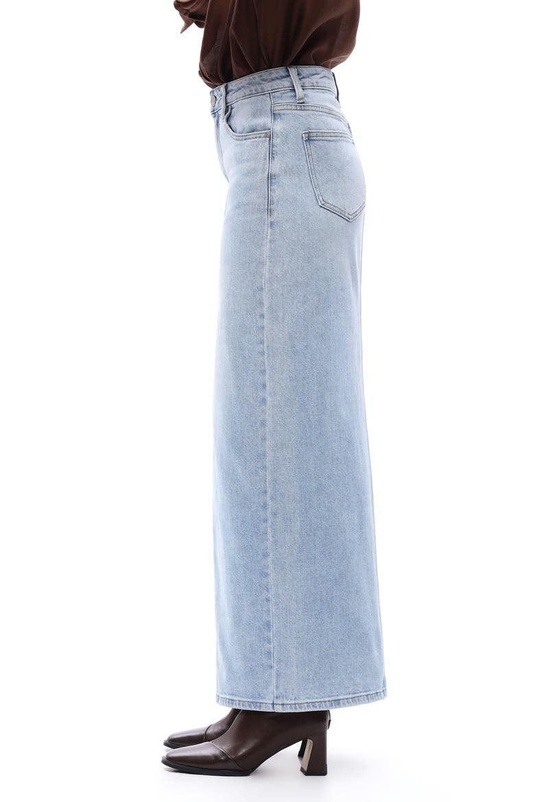 Stretch Denim Maxi Skirt, Alternate, color, LIGHT BLUE