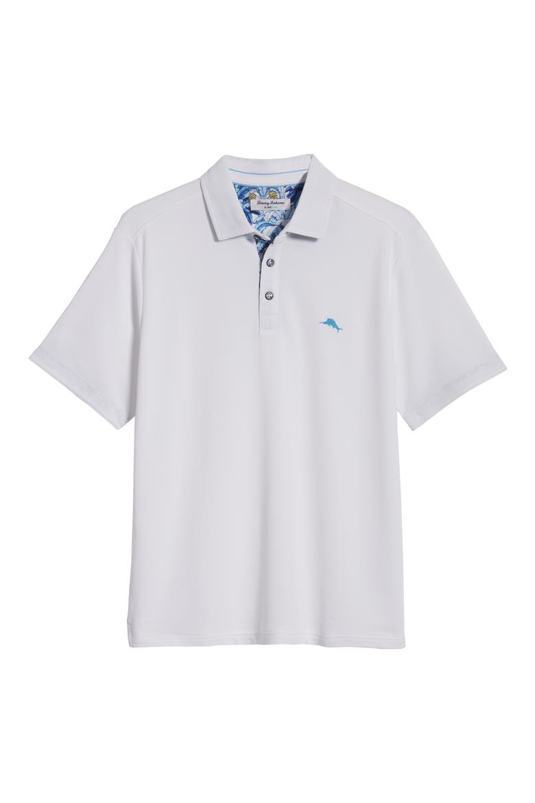 5 O'Clock Tropic Short Sleeve Piqué Polo, Main, color, BRIGHT WHITE